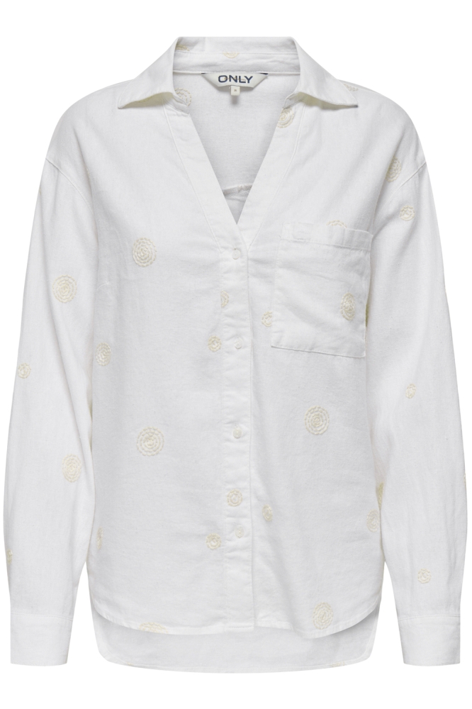 ONLCARO L/S LINEN BL EMB SHIRT CC P 15338802 BRIGHT WHITE/PUMICE STO